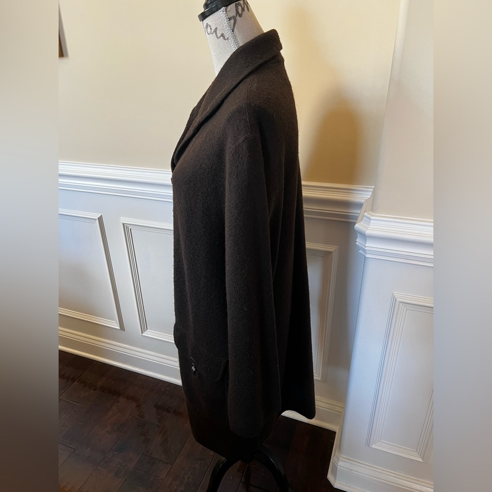 Kate Hill, Dark Brown-Boxy-Snap Toggle style Wool Unlined Coat. - Picture 4 of 11